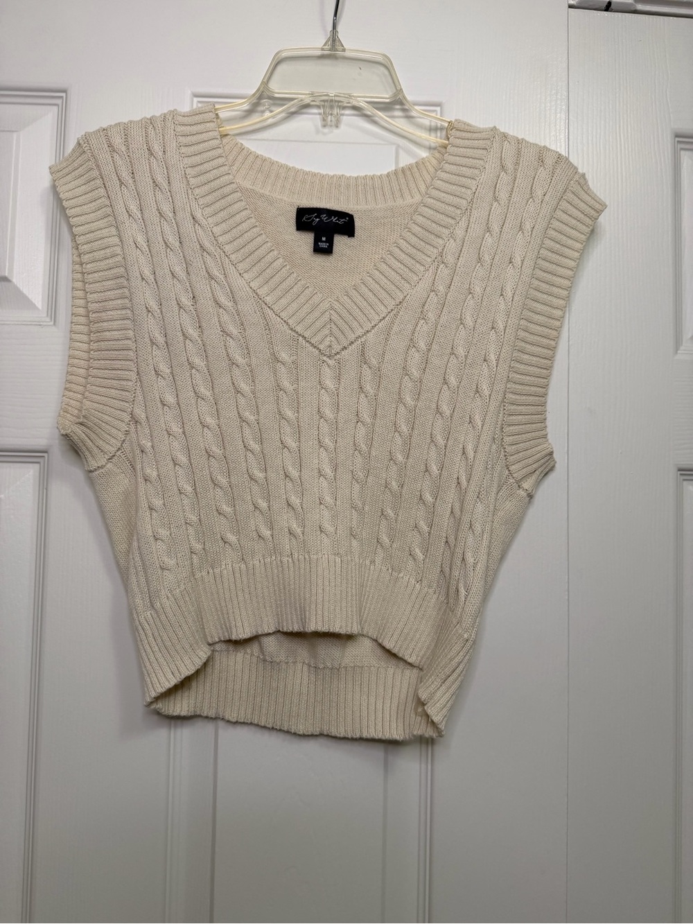 Say What? Cream Cable Knit V-Neck Sweater Vest